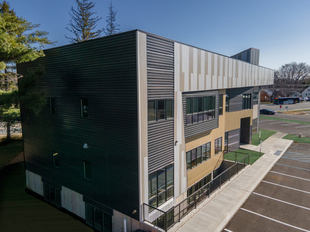 Distinctive architecture of the Sunrise Solars building