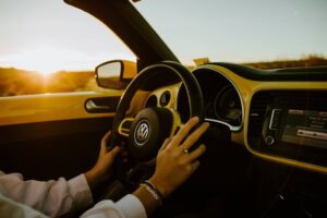 Commuter driving to work