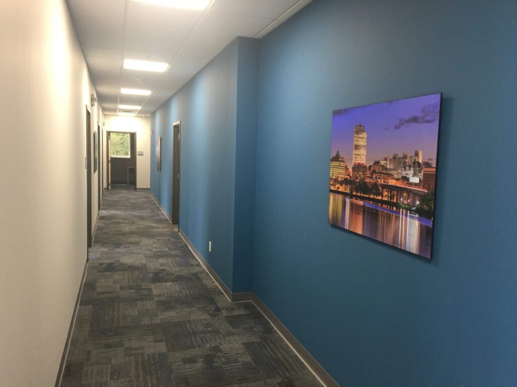 Artwork lining the hallway