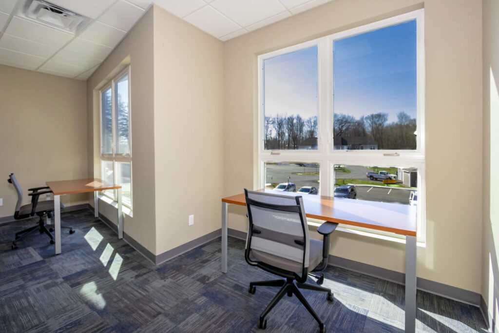 Operable window letting fresh air into an office