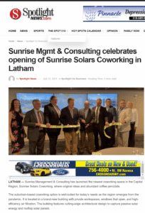 Spotlight Newspapers article on the Sunrise Solars Coworking grand opening